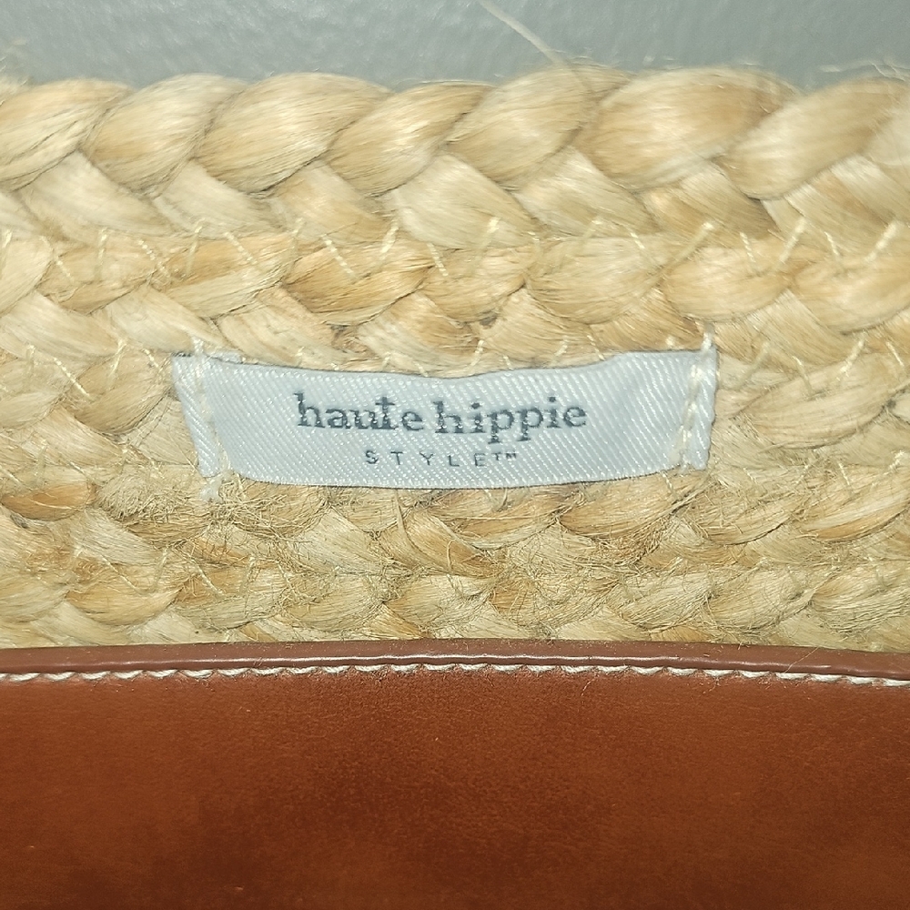 Straw Tote Bag with Brown Accents - Picture 3 of 4